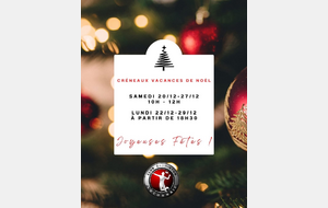 Créneaux vacances fin d’année 2025