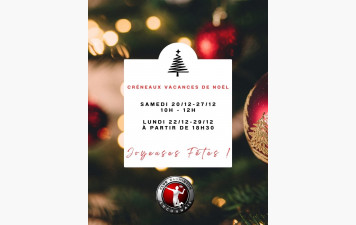 Créneaux vacances fin d’année 2025