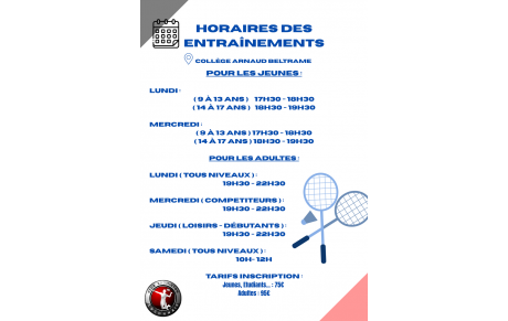 Nouveaux créneaux 2025-2026