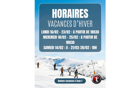 Horaires pendant les vacances